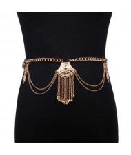 European and American Fringed Waist Chain Wholesale Belly Chain Jewelry - Golden