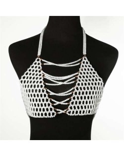 Hand-woven Pearl Necklace Multi-layer Clothing Style Fashionable Catwalk Wholesale Body Chain Jewelry