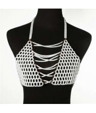 Hand-woven Pearl Necklace Multi-layer Clothing Style Fashionable Catwalk Wholesale Body Chain Jewelry