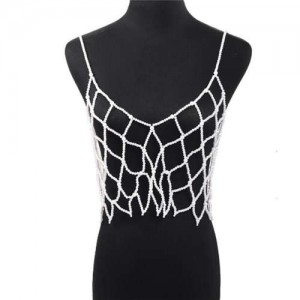 Pearl Beads Multi-layer Hand-woven Women Top Design Wholesale Body Chain Jewelry