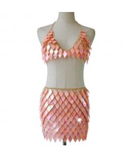 Shiny Multilayer Sequin Body Chain Waist Chain Super Hot Wholesale Body Apparel Chain Jewelry - Pink