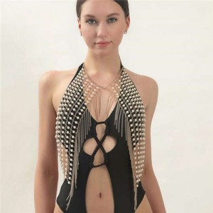 European and American Pearl Necklace Wholesale Tassel Body Chain Jewelry Female Chest Chain