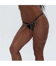 Simple Geometric Waist Chain Metal Rhinestone Multi-layer Tassel Fashion Wholesale Body Chain Jewelry - Golden