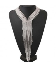 Europe and U.S. Bold Fashion Long Tassel Snake Chain Women Wholesale Costume Necklace - Silver