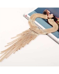 Europe and U.S. Bold Fashion Long Tassel Snake Chain Women Wholesale Costume Necklace - Golden