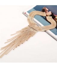 Europe and U.S. Bold Fashion Long Tassel Snake Chain Women Wholesale Costume Necklace - Golden
