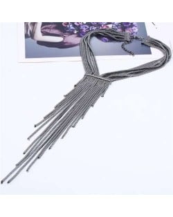 Europe and U.S. Bold Fashion Long Tassel Snake Chain Women Wholesale Costume Necklace - Black