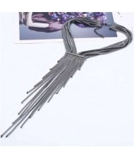 Europe and U.S. Bold Fashion Long Tassel Snake Chain Women Wholesale Costume Necklace - Black