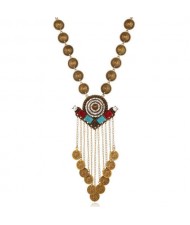 Exaggerated Long Ancient Coin Tassel Vintage Wholesale Costume Necklace