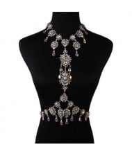 Bold Fashion Luxury Rhinestone Waist Chain Women Summer Style Wholesale Body Chain Jewelry - Luminous White