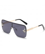 3 Colors Available Trendy Rhinestone Flower Embellished One Piece Square Large Frame Wholesale Sunglasses