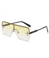 3 Colors Available Trendy Rhinestone Flower Embellished One Piece Square Large Frame Wholesale Sunglasses