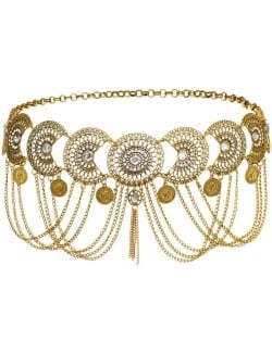 Retro Coin Tassel Fashionable Waist Chain Leisure Dance Popular Wholesale Waist Chain Body Jewelry - Golden