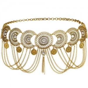 Retro Coin Tassel Fashionable Waist Chain Leisure Dance Popular Wholesale Waist Chain Body Jewelry - Golden