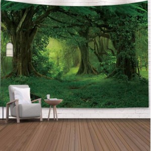 Natural Scenery Green Forest Nordic Fashion Background Cloth Home Wall Decorational Tapestry