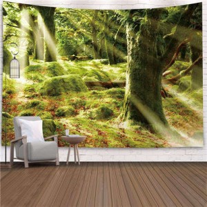 Moss and Forest in the Sun Nordic Fashion Background Cloth Home Wall Decorational Tapestry