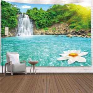 Waterful and White Flower Nordic Fashion Background Cloth Home Wall Decorational Tapestry