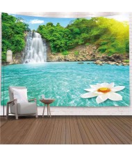 Waterful and White Flower Nordic Fashion Background Cloth Home Wall Decorational Tapestry