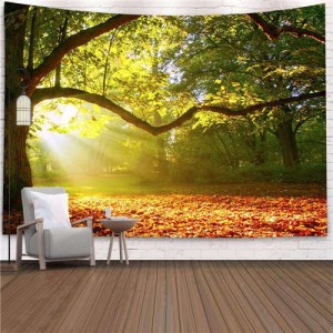 Fallen Leaves and Forest Nordic Fashion Background Cloth Home Wall Decorational Tapestry