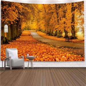 Autumn Leaves Avenue Background Cloth Home Wall Decorational Tapestry
