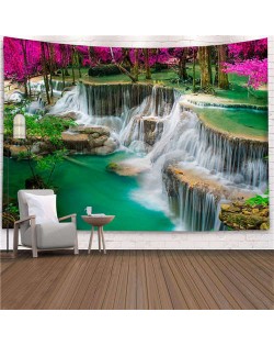 Red Trees and Waterfall Group Nordic Fashion Background Cloth Home Wall Decorational Tapestry