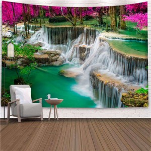 Red Trees and Waterfall Group Nordic Fashion Background Cloth Home Wall Decorational Tapestry