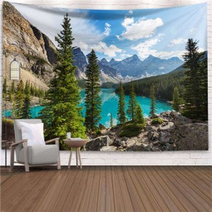 Blue Lake and Mountain Nordic Fashion Background Cloth Home Wall Decorational Tapestry