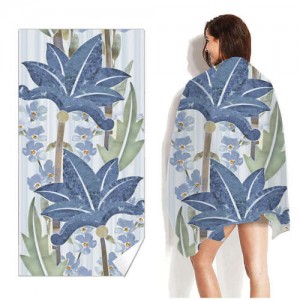 Abstract Blue Leaves Bohemian Fashion Wholesale Beach Towel