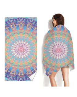 Vintage Bohemian Fashion Blue Round Floral Pattern Wholesale Beach Towel Bath Towel