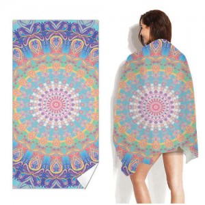 Vintage Bohemian Fashion Blue Round Floral Pattern Wholesale Beach Towel Bath Towel
