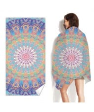 Vintage Bohemian Fashion Blue Round Floral Pattern Wholesale Beach Towel Bath Towel