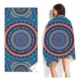 Vintage Bohemian Fashion Folk Style Dark Blue Flower Wholesale Beach Towel Bath Towel