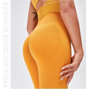 Peach Hip Yoga Seamless Tight Sports High Waist Hip Lift Fitness Women Pants - Yellow