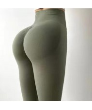 Peach Hip Yoga Seamless Tight Sports High Waist Hip Lift Fitness Women Pants - Army Green