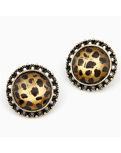 Korean Style Classic Leopard Prints Round Ear Studs