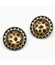 Korean Style Classic Leopard Prints Round Ear Studs