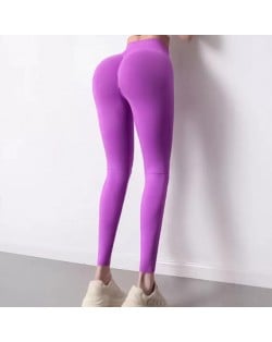Peach Hip Yoga Seamless Tight Sports High Waist Hip Lift Fitness Women Pants - Violet