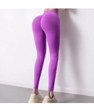 Peach Hip Yoga Seamless Tight Sports High Waist Hip Lift Fitness Women Pants - Violet