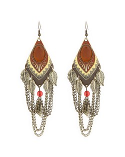 Ethnic Style Leaves Fashion Tassels Dangling Earrings