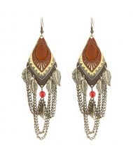 Ethnic Style Leaves Fashion Tassels Dangling Earrings