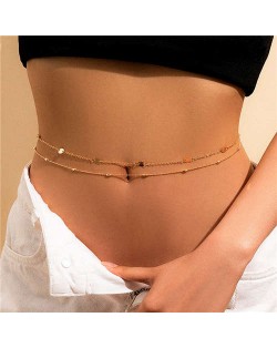 Minimalist Design Double-layers Alloy Wholesale Fashion Body Chain Jewelry - Golden