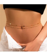 Minimalist Design Double-layers Alloy Wholesale Fashion Body Chain Jewelry - Golden