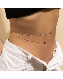 Minimalist Design Double-layers Alloy Wholesale Fashion Body Chain Jewelry - Silver