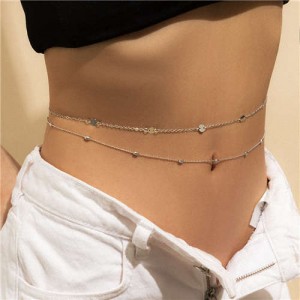 Minimalist Design Double-layers Alloy Wholesale Fashion Body Chain Jewelry - Silver