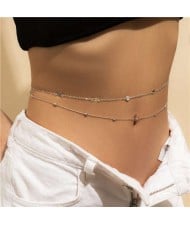 Minimalist Design Double-layers Alloy Wholesale Fashion Body Chain Jewelry - Silver