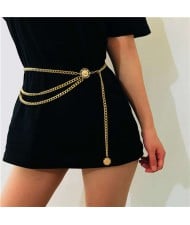 Vintage Tassel Design Wholesale Waist Chain Fashion Alloy Women Body Chain Jewelry - Golden