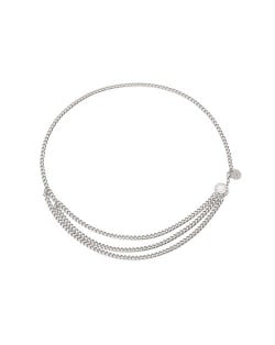 Vintage Tassel Design Wholesale Waist Chain Fashion Alloy Women Body Chain Jewelry - Silver