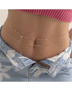 Hip-hop Style Crystal Decorated Two-layers Fahion Body Chain Jewelry - Golden