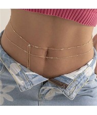 Hip-hop Style Crystal Decorated Two-layers Fahion Body Chain Jewelry - Golden