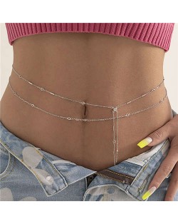 Hip-hop Style Crystal Decorated Two-layers Fahion Body Chain Jewelry - Silver